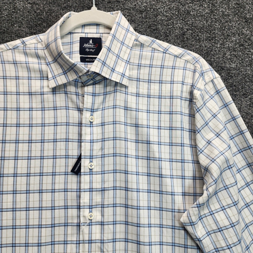 NWT johnnie-O Beaumont Mens Tencel Cotton Stretch Plaid Button Down Shirt Medium